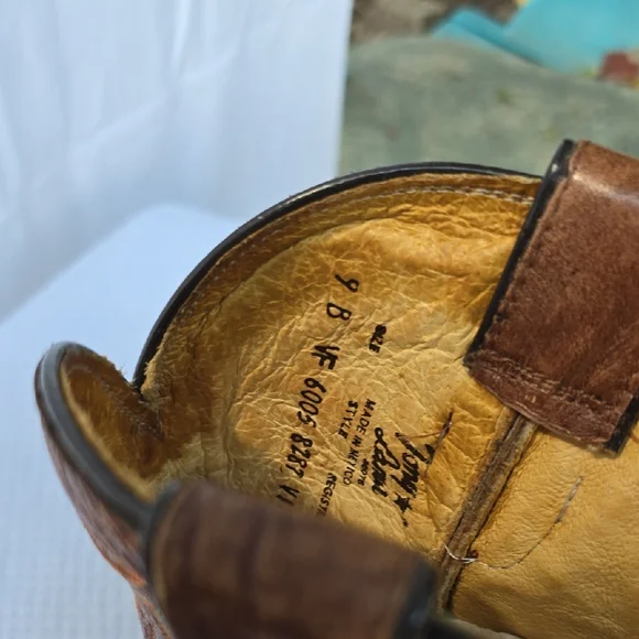Tony Lama Brown Leather Cowboy Boots - Picture 2 of 8